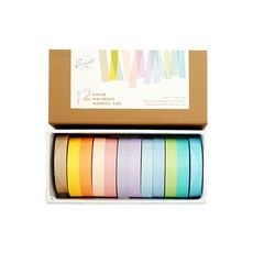 MYCITY 馬卡龍紙膠帶套組 7.5mm x 3m, 12色, 1套