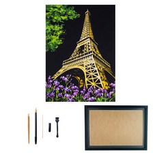 스크레치스토리 세계야경시리즈 대형 액자 세트, 에펠탑, 1개