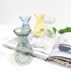 Breeze 圓形玻璃花瓶 4件組, 透明, 灰色, 藍色, 芥末黃