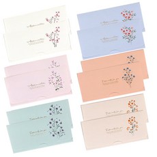 TOCTOC 花卉感謝印花信封 6入, 混色, 2套