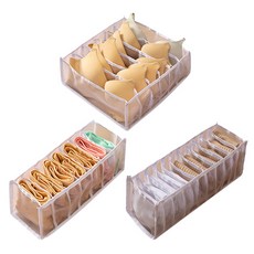 Market Pio 網格內衣褲收納盒 6格 + 7格 + 11格 白色 3件組, 1套