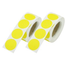 블린 무지 원형 컬러 포장 롤 스티커, 노랑, 2개