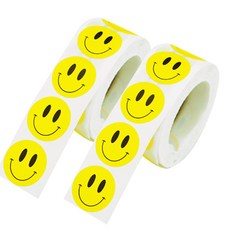Geo 笑臉包裝捲筒貼紙, 黃色, 2個