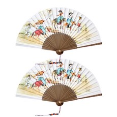 傳統繪畫扇 人與馬, 春遊, 2個