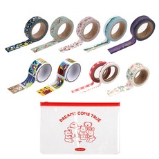 Dailylike Design 美紋紙膠帶 10p + 小袋, 隨機發貨, 1套