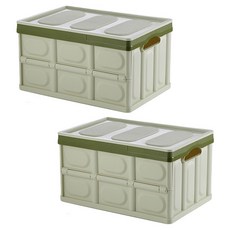 攜帶式折疊收納箱 L號, 卡其色, 2個