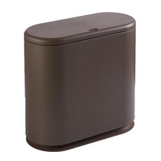 橢圓形按壓式垃圾桶, 棕色, 1個