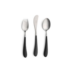 Cutipol 愛麗絲兒童晚餐餐具3件套+禮盒, 黑色 銀色
