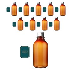 Glassdomae ARB300 棕色 PET 瓶子 300ml + 銀色瓶蓋 + 瓶子標籤貼紙 N5S, 10組