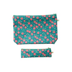 ACACIA 防水餐盤收納袋+餐具袋, 綠色 橘子款, 1組