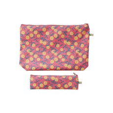 ACACIA 防水餐盤收納袋+餐具袋, 粉色 橘子款, 1組