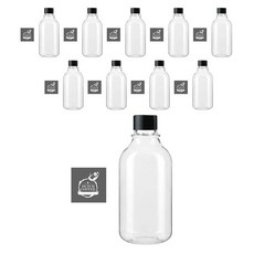 Glassdomae Home&Life ARB300 透明PET瓶 + 黑色瓶蓋 + 瓶身標籤貼紙 5M, 300ml, 10套