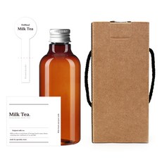 棕色PET瓶250ml AN250+鋁C蓋銀色+瓶標經典奶茶+瓶蓋封標+盒子, 10組