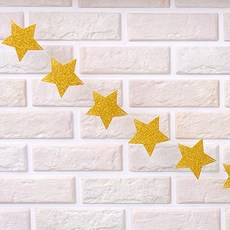 PARTYHAE 亮粉星星掛旗 2入, 金色, 1套