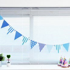 PARTYHAE 紙質迷你三角派對掛旗 3入, 藍色, 1個