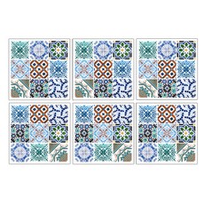 Unitech Fantasticks 摩登磁磚點綴貼紙 歐式圖案 6入, GS-702, 29 x 29 cm
