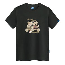 진마니아 남녀공용 곰돌이 라운드 반팔티 TS-402