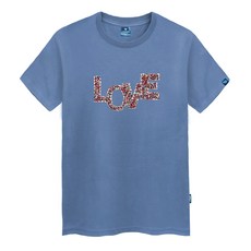 진마니아 남녀공용 큐빅 레드러브 라운드 반팔티셔츠 TS-126