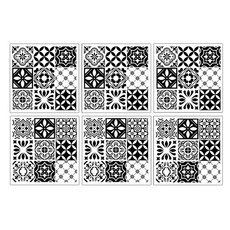 fantastix Unitech 現代磁磚重點貼紙 歐式黑色 6入, GS-703, 29 x 29 cm