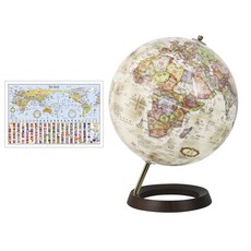 맵소프트 모던 원목 지구본 30-AMW 30 x 40 cm + 세계지도, 엔틱