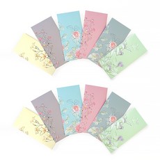 Mellowstory Stationery 花卉零用錢信封 6款, 混色, 12入