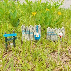 Countryitem 狗狗圍欄裝飾插牌 漂亮花盆裝飾 3件組, 混合顏色