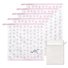 Songwol 松月 可愛貓環巾 50g x 5p + 小袋套組, 毛巾（粉色）、小袋（半透明）, 1套