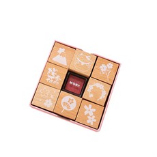 JH 公司櫻花郵票 8 種 + 墨水套組, 混色, 單色