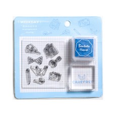 透明壓克力印章+印泥組, 每週, 單色