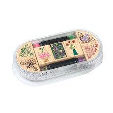 JH 公司邊框郵票 7 種 + 墨水 2 種套組, 花, 混色