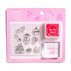 透明壓克力印章+印泥組, 甜的, 單色