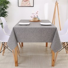 Block Mart棉質亞麻長方形單色餐桌墊, 灰色的, 2 人 (90 x 90 厘米)