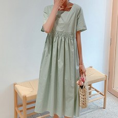 孕婦純棉方領連衣裙