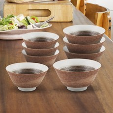 Reine 碗組 8入, 深棕色, 飯碗 4入+大碗 4入