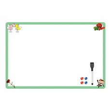 多用途磁性白板 薄荷綠+附擦頭磁性白板筆 黑色+圓形磁鐵 4入組