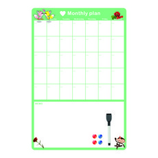 金剛白板 Todori 多用途磁吸月間行事曆板 薄荷綠 直式 + 附板擦磁吸白板筆 黑色 + 圓形磁鐵 4入 套組