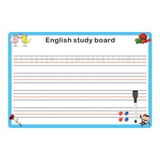 金剛白板 Todori 多用途磁性英文板 天藍色 橫式 + 附板擦磁性白板筆 黑色 + 圓形磁鐵 4入組