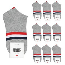 parkgoon 女款三線條紋運動短襪 10雙