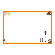 金剛白板 Todori 多用途磁性留言板 橘色 橫式 + 附板擦磁性白板筆 黑色 + 圓形磁鐵 4入組