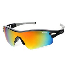 oaklans 運動太陽鏡 Q350, 黑色鏡框+紅金鏡面鏡片