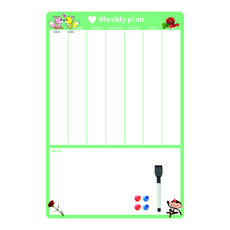 金剛白板 Todori 多用途磁吸週計畫白板 薄荷綠 直式 + 附板擦磁性白板筆 黑色 + 圓形磁鐵 4入組