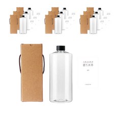 空瓶AC1000透明1000ml+瓶蓋黑色+盒子+貼紙N4套組, 10組