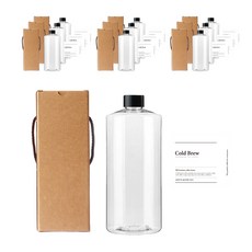 空瓶AC1000透明1000ml+瓶蓋黑色+盒子+貼紙N7套組, 10組