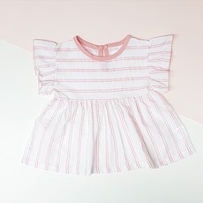 amareillael 女童條紋荷葉邊襯衫