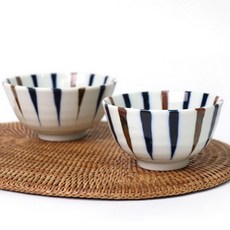 復古陶瓷碗 4入組, 混色, 飯碗 2入+大碗 2入