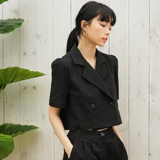 bibyseob 女款TO2亞麻夾克式襯衫