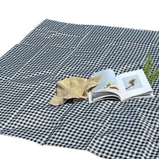 MERRY EDEN 野餐雙面防水野餐墊, 黑色格紋