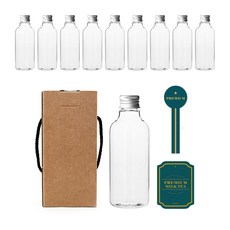 透明PET瓶 250ml AN250+鋁製C蓋 銀色+瓶身標籤 皇家綠奶茶S+瓶蓋封口標籤+盒子, 10組