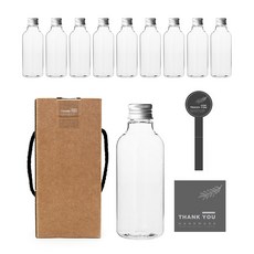 透明PET瓶 250ml AN250+鋁蓋 C蓋 銀色+瓶身標籤 LB11M+蓋子封口標籤+盒子+盒子封口標籤, 10組