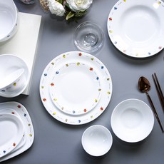 Bachile Primavera 2人婚禮餐具組 10件組, 混合顏色, 飯碗 2入 + 湯碗 2入 + 橢圓碗 2入 + 方形小盤 2入 + 方形中盤 + 方形大盤